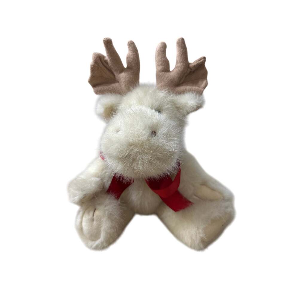 Boyds Bears - J.B. Bean & Associates - Cream Moose w/ Red Bow Collectible